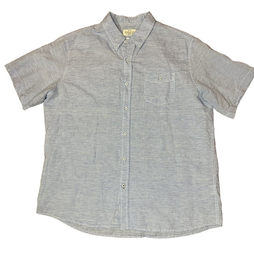 Original Waterproof Vintage Short Sleeve Washable Linen Button‎ Up Shirt Size XL